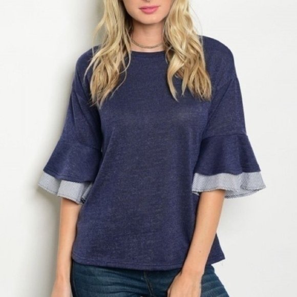 Dream Chaser Navy Ruffle Top - Picture 1 of 2